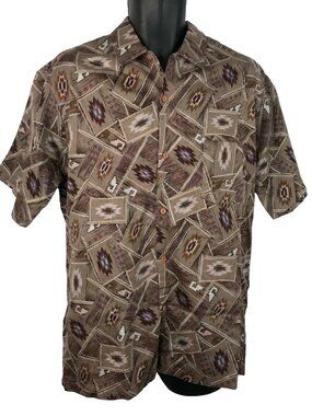 Vintage 70s Triumph California Button Down Shirt Size L Southwestern Brown Tan